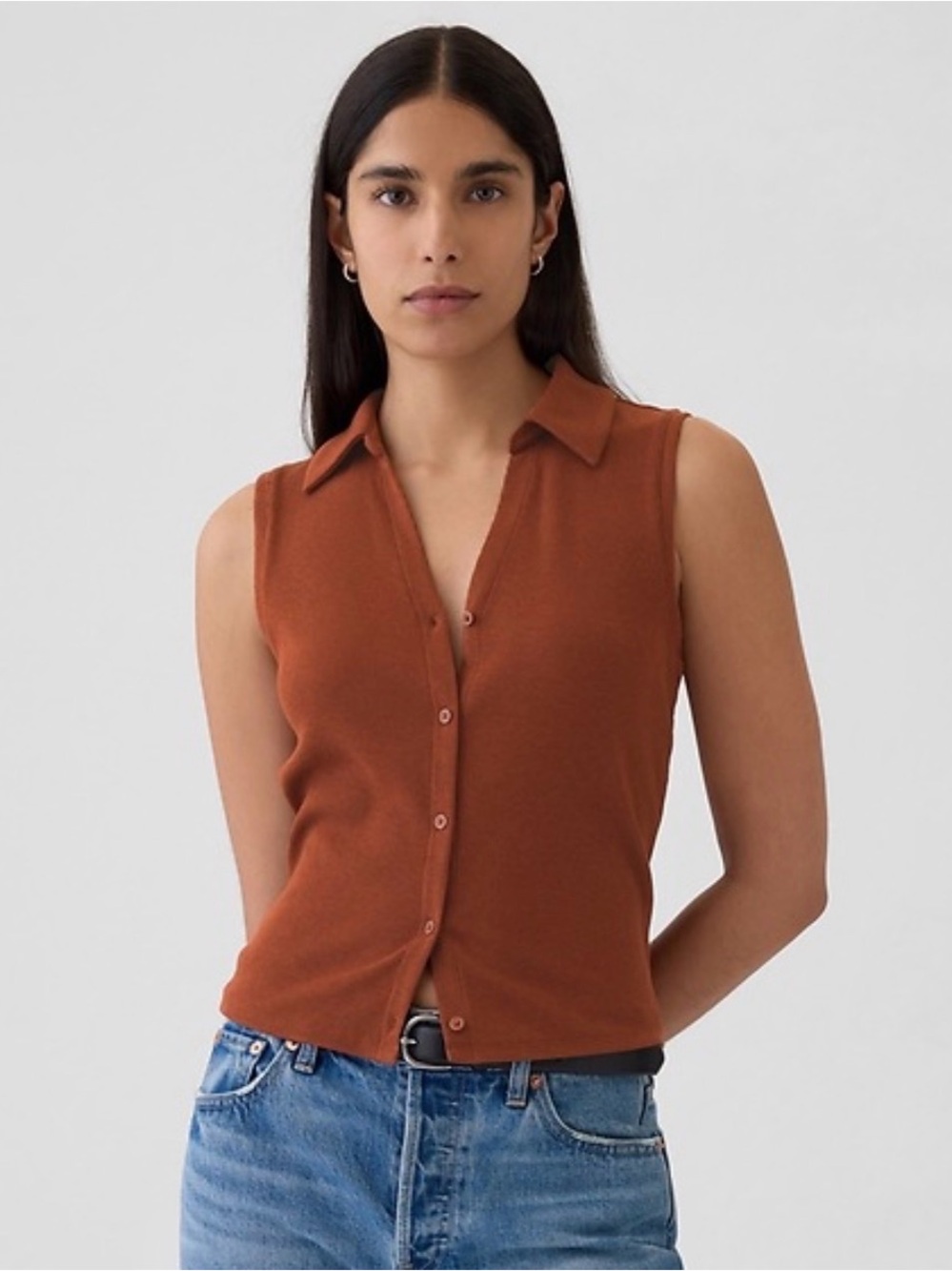 Gap Modern Ribbed Polo Shirt Smoked Paprika Brown Size Large New With Tag